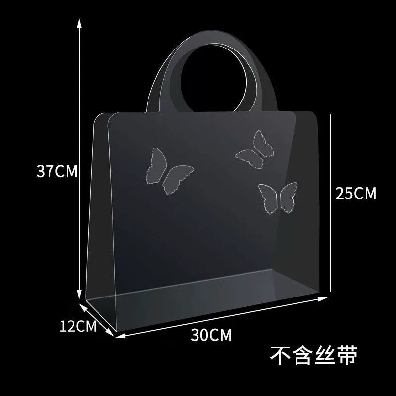 10 pcs PVC Transparent Flower Tote Bag - Roman Style Gift Bag for 30-40 Flowers