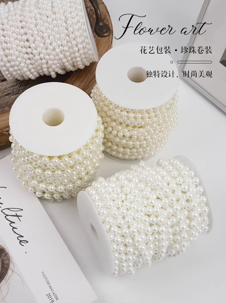 Ivory Pearl Beads String – 25 Yards 6-8mm for Crafts & Décor