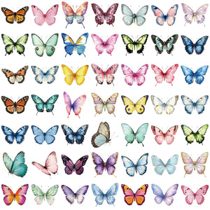 Transparent Butterfly Stickers–50pcs Waterproof Craft Decals