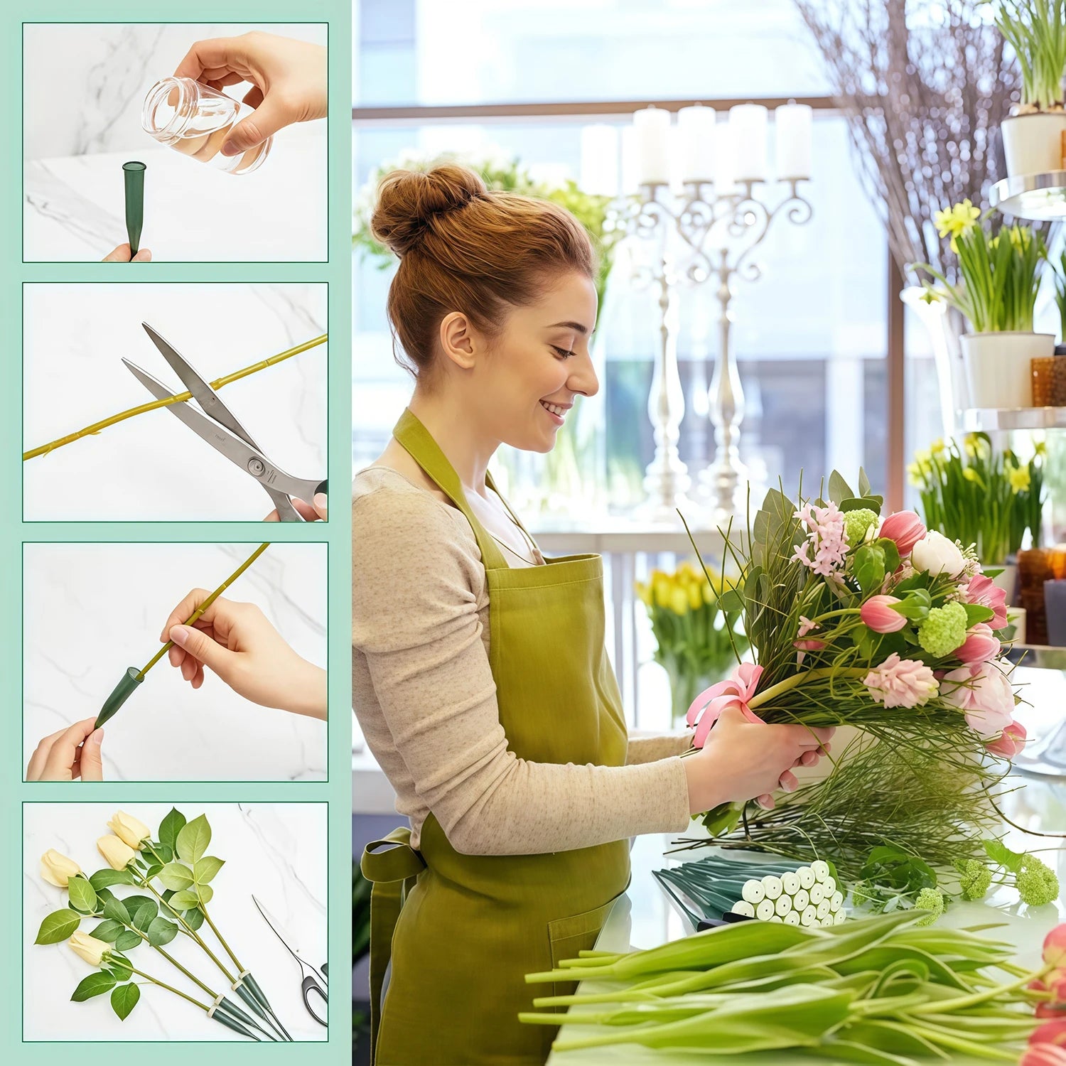 Floral Water Tubes with Rubber Caps (25 pcs) | Fresh Flower Stem Supplies