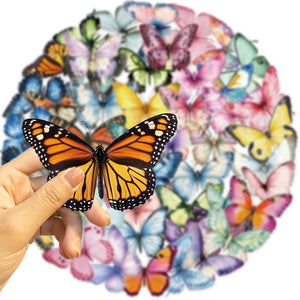 Transparent Butterfly Stickers–50pcs Waterproof Craft Decals