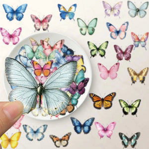 Transparent Butterfly Stickers–50pcs Waterproof Craft Decals