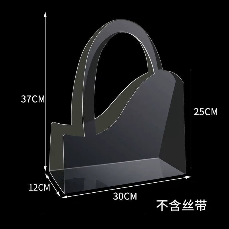 10 pcs PVC Transparent Flower Tote Bag - Paris Style Gift Bag for 30-40 Flowers