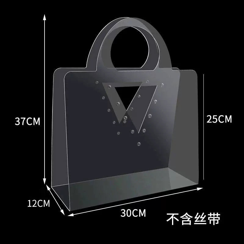 10pcs PVC Transparent Flower Tote Bag - Tokyo Style (10 pcs) | Premium Gift Packaging