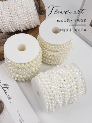 Ivory Pearl Beads String – 25 Yards 6-8mm for Crafts & Décor