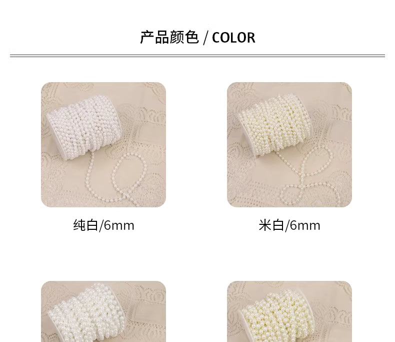 Ivory Pearl Beads String – 25 Yards 6-8mm for Crafts & Décor