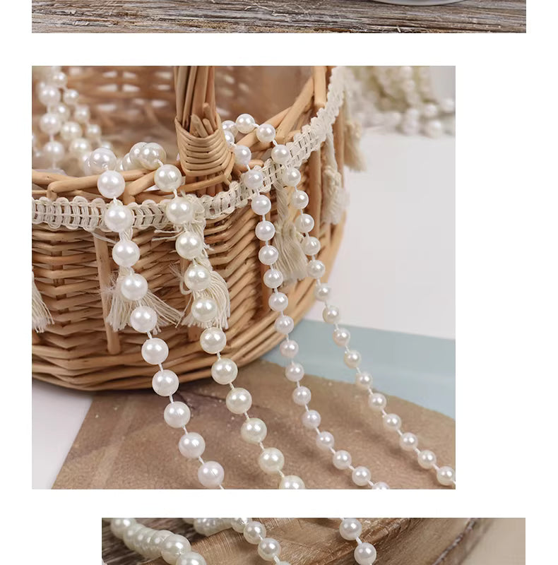 Ivory Pearl Beads String – 25 Yards 6-8mm for Crafts & Décor