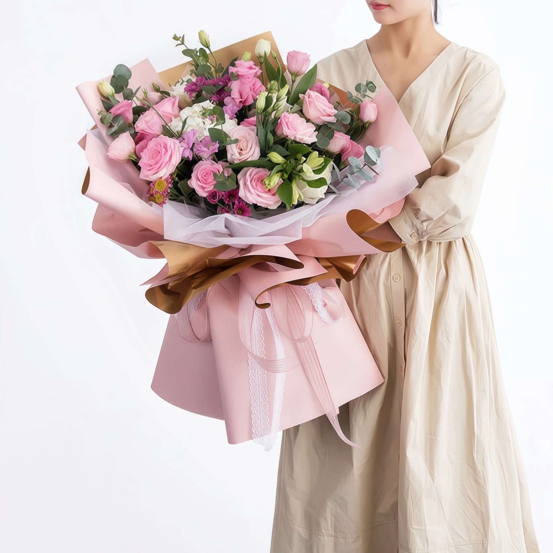 Waterproof Gold Plated Flower Wrapping Paper (20 pcs) | Premium Floral Gift Packaging