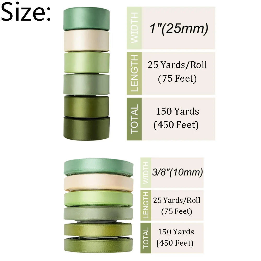 6 Rolls 150yards Assorted Solid Color Silk Ribbon Satin Satin For Wedding Invitation Bouquets Birthday Party DIY Gift Packaging