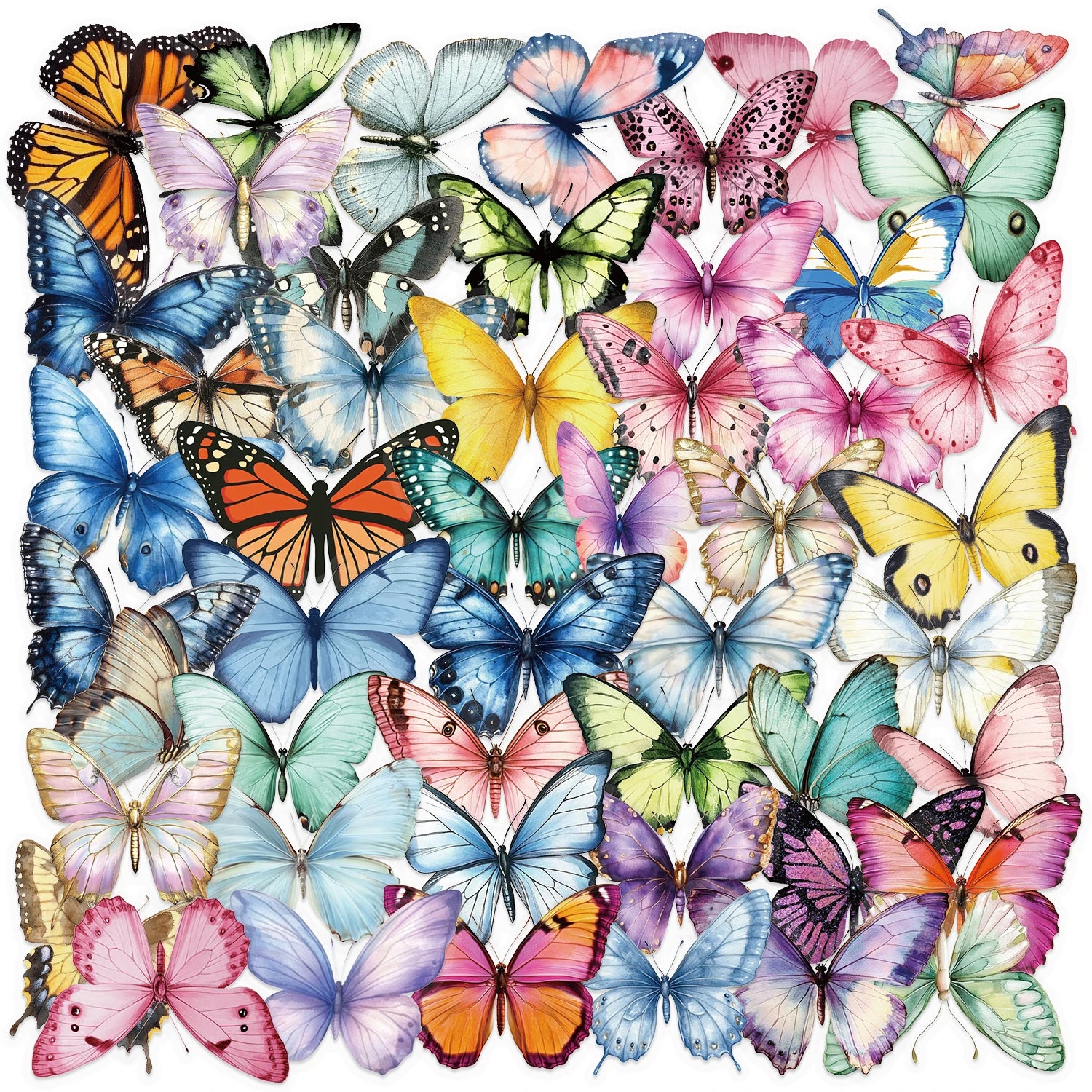 Transparent Butterfly Stickers–50pcs Waterproof Craft Decals