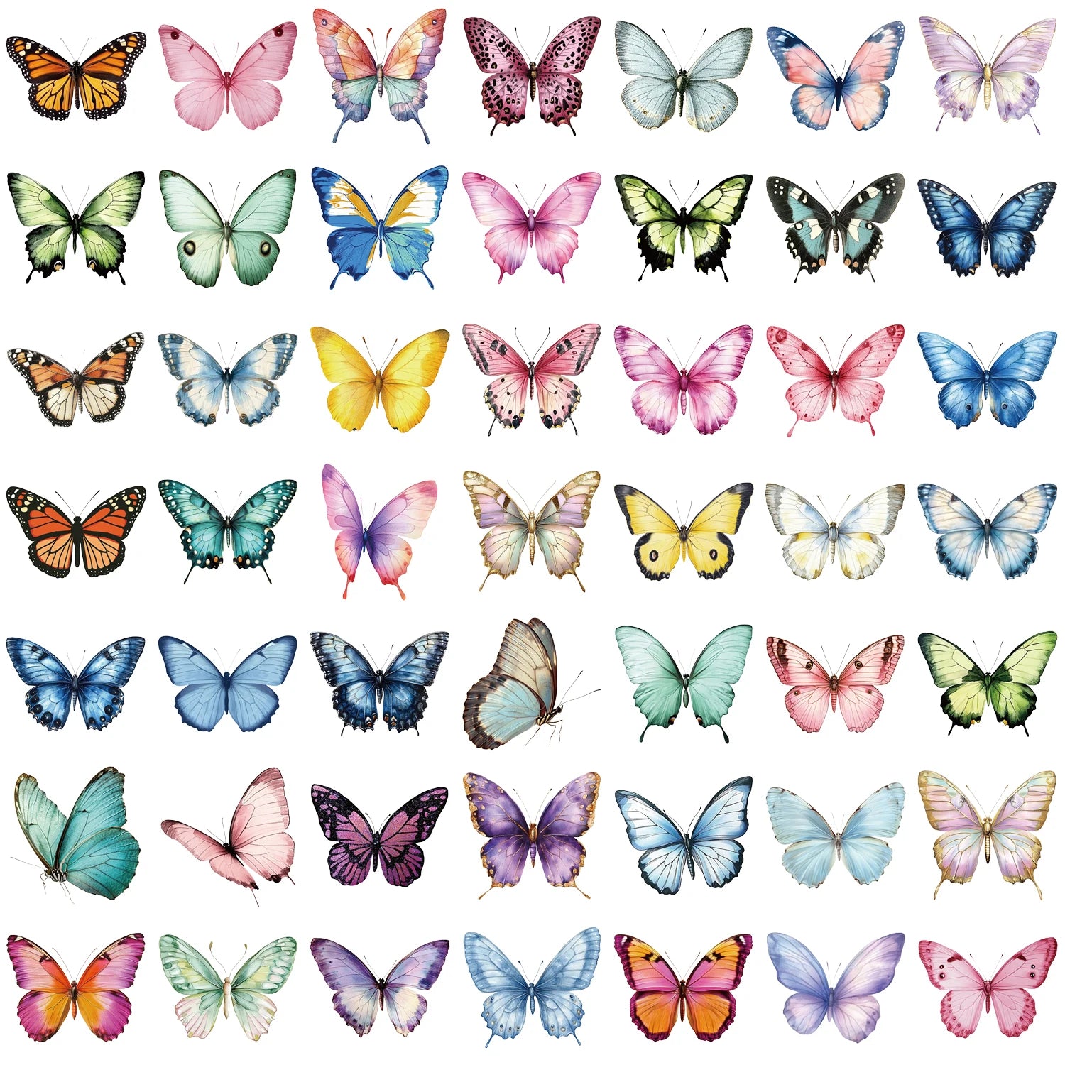 Transparent Butterfly Stickers–50pcs Waterproof Craft Decals