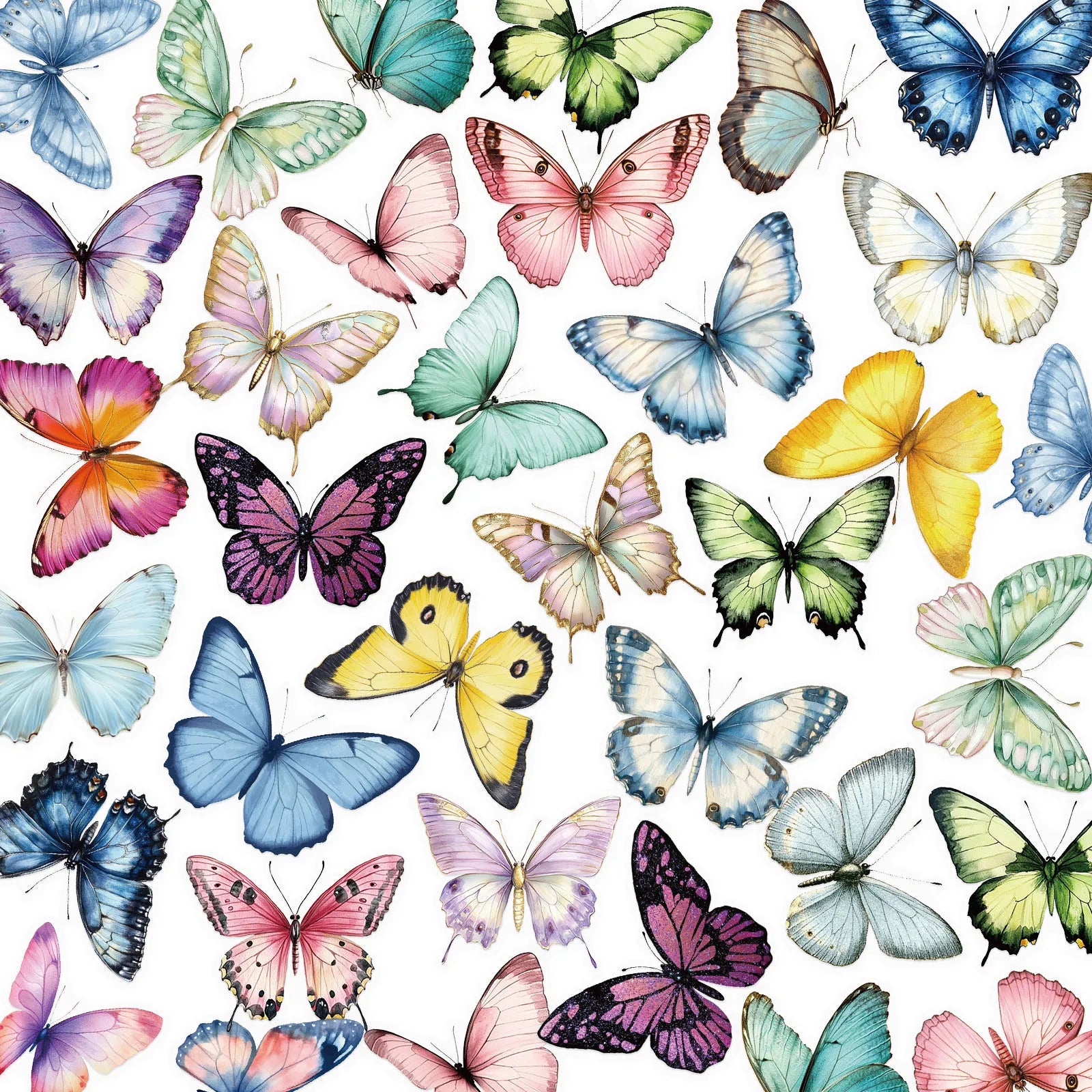 Transparent Butterfly Stickers–50pcs Waterproof Craft Decals