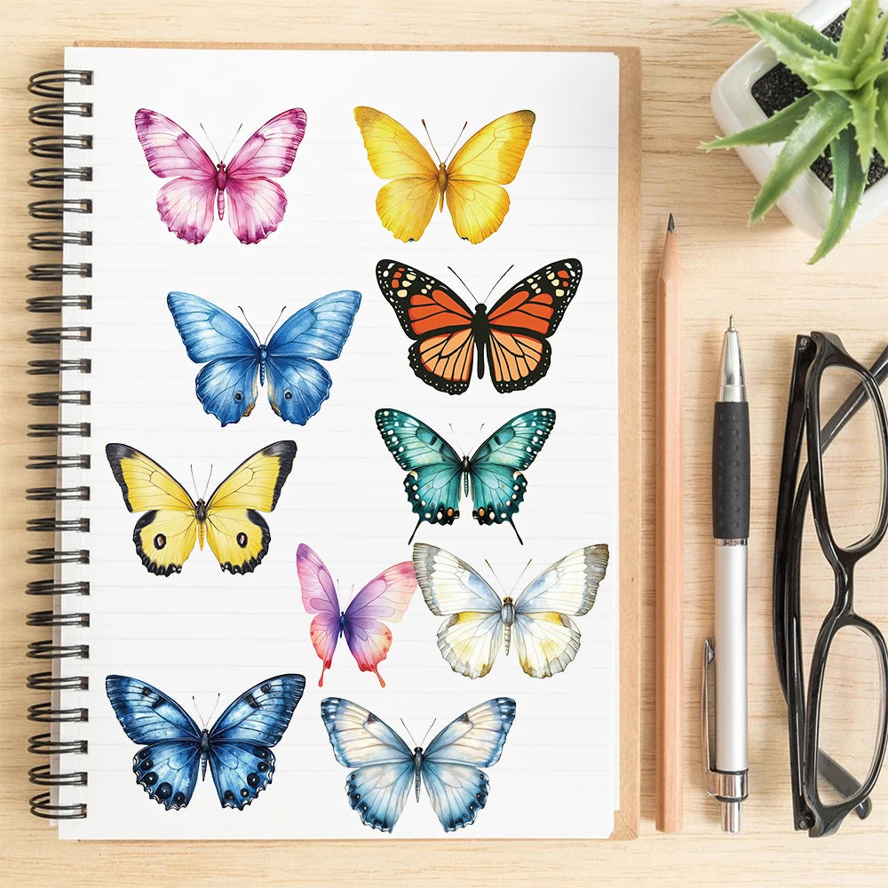 Transparent Butterfly Stickers–50pcs Waterproof Craft Decals