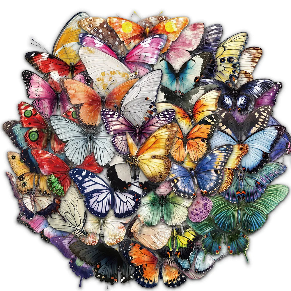 Colorful Butterfly Stickers – 50pcs Waterproof DIY Decals