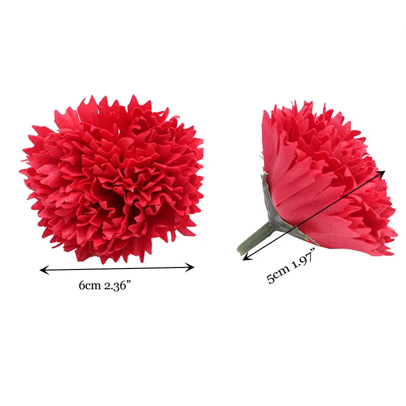 50Pcs Carnation Flowers Head for DIY Bouquet Craft-Long-Lasting Fragrant  Artificial Blooms Valentine's/Mother's Day Home Decor