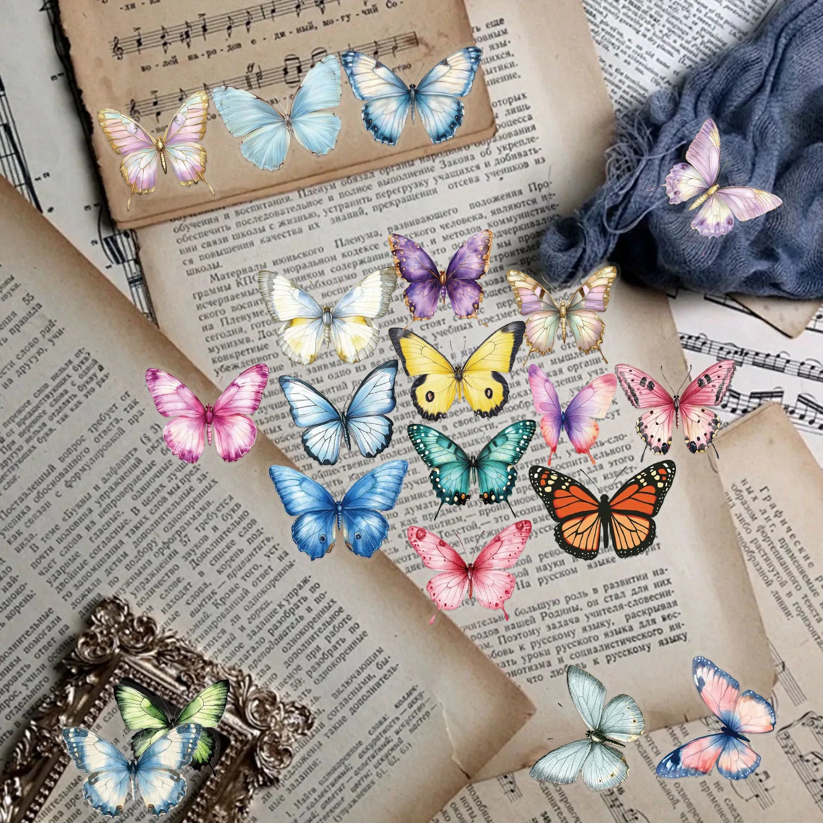 Transparent Butterfly Stickers–50pcs Waterproof Craft Decals