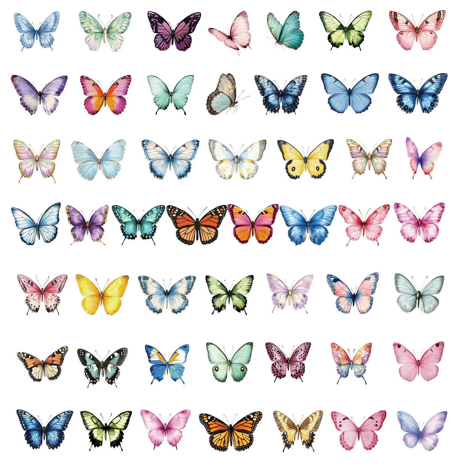 Transparent Butterfly Stickers–50pcs Waterproof Craft Decals