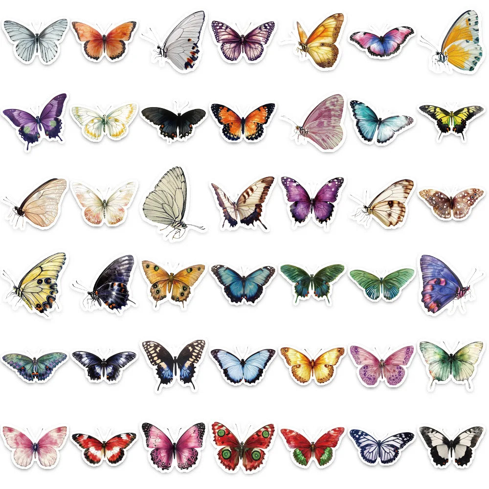 Colorful Butterfly Stickers – 50pcs Waterproof DIY Decals