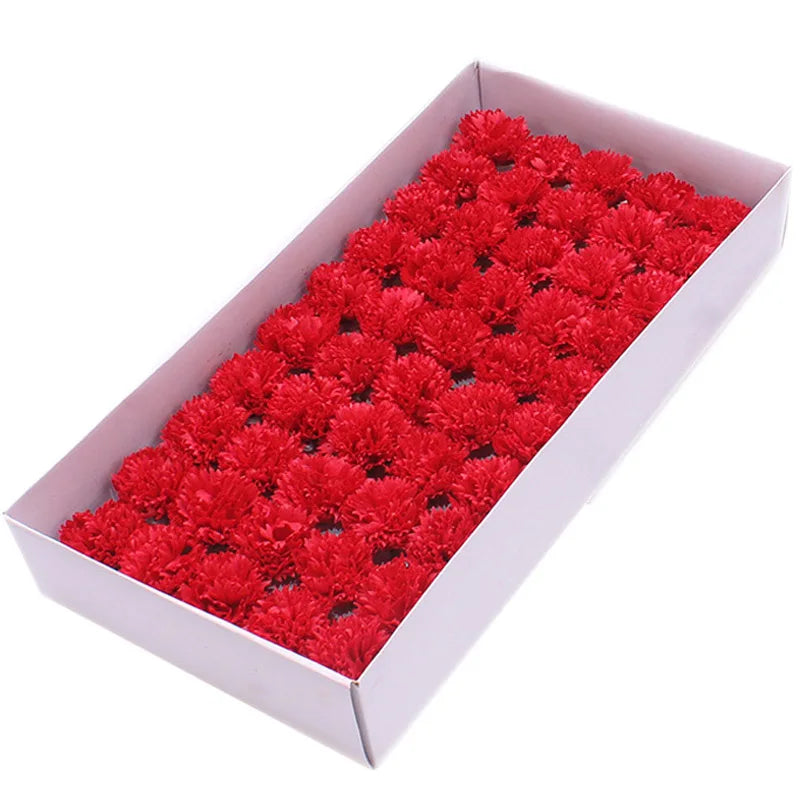 50Pcs Carnation Flowers Head for DIY Bouquet Craft-Long-Lasting Fragrant  Artificial Blooms Valentine's/Mother's Day Home Decor