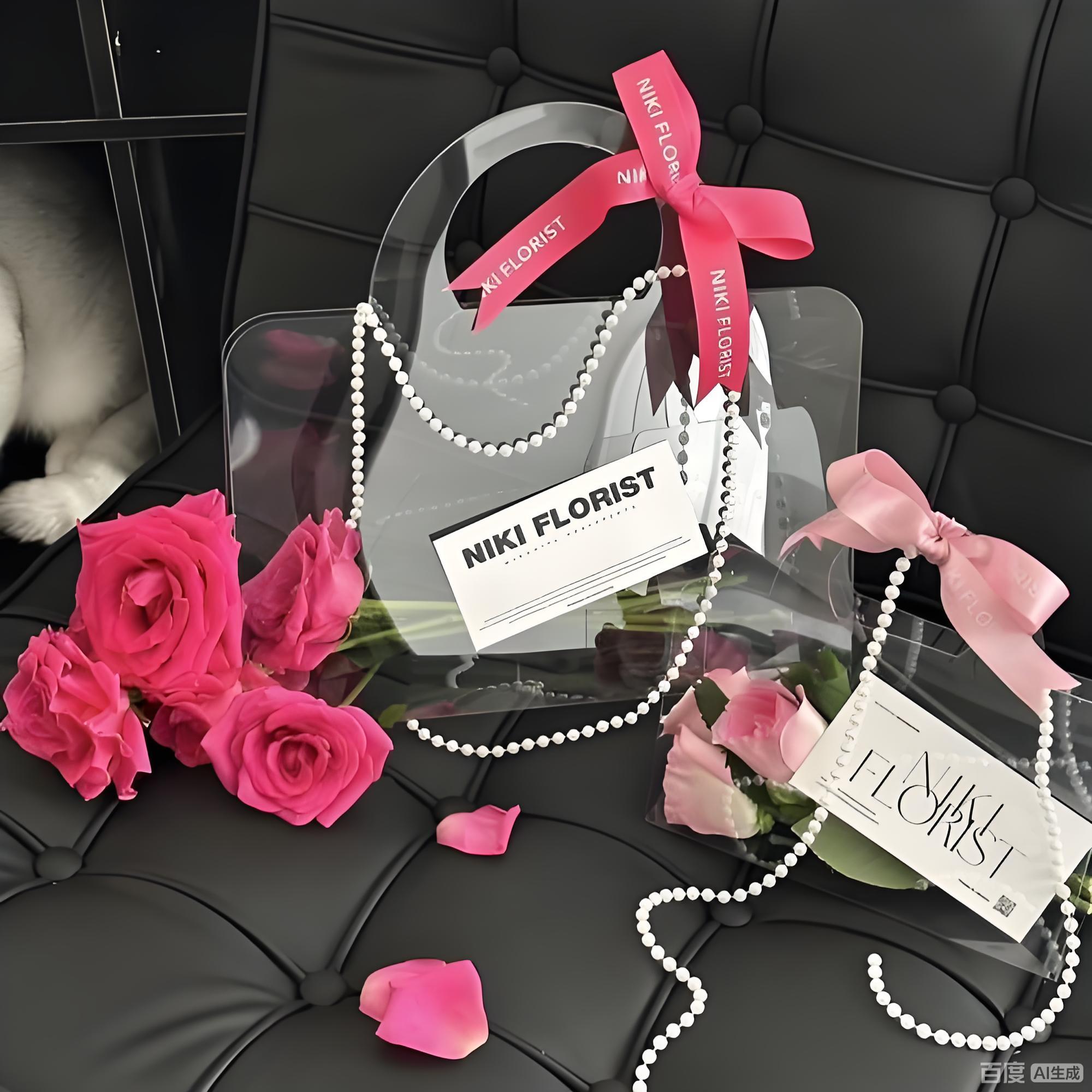 10 pcs PVC Transparent Flower Tote Bag - Roman Style Gift Bag for 30-40 Flowers