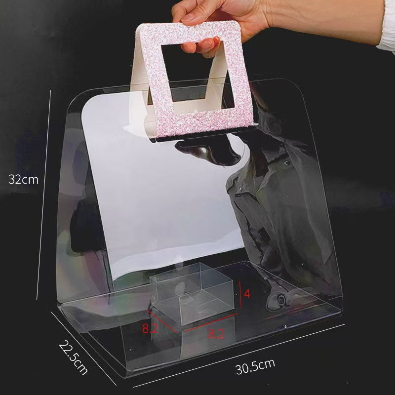 10pcs PVC Transparent Flower Tote Bag - Shanghai Style | Premium Floral Packaging